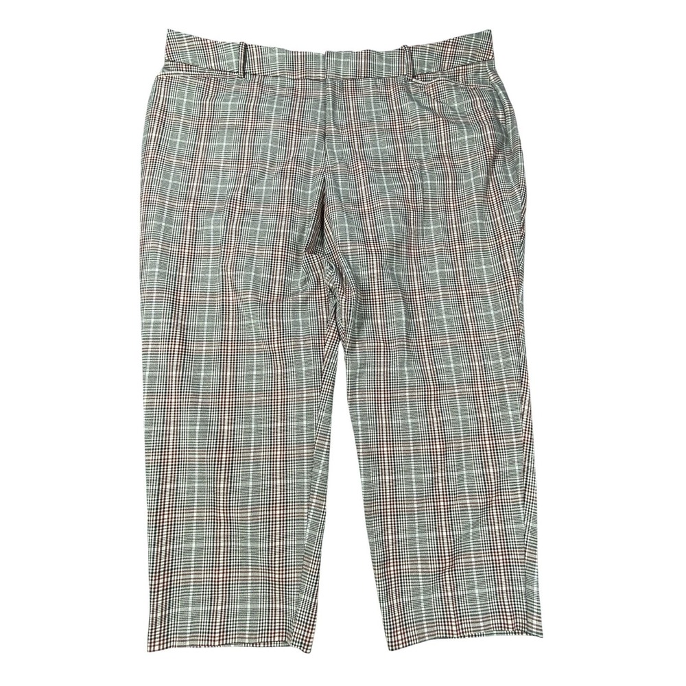 Ava & Viv Pants Womens 26 Brown Plaid Capri Stretch Office Career Preppy NEW